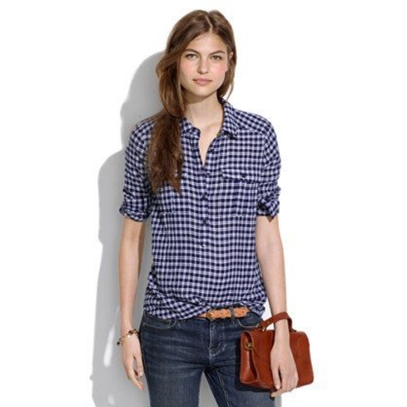 Madewell Tops - Madewell Mini-Plaid Market Popover, Size Small